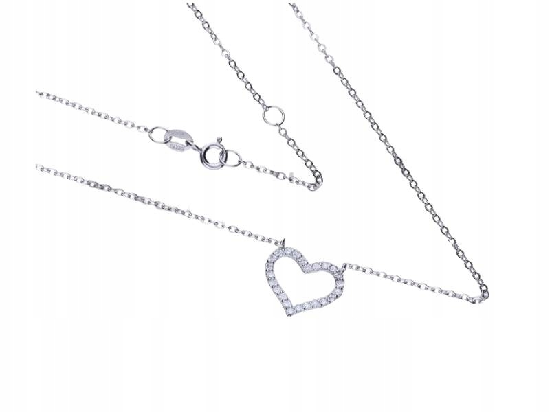Stříbrný náhrdelník 925 srdce s zirkony a přívěskem, módní vzor jako dárek
