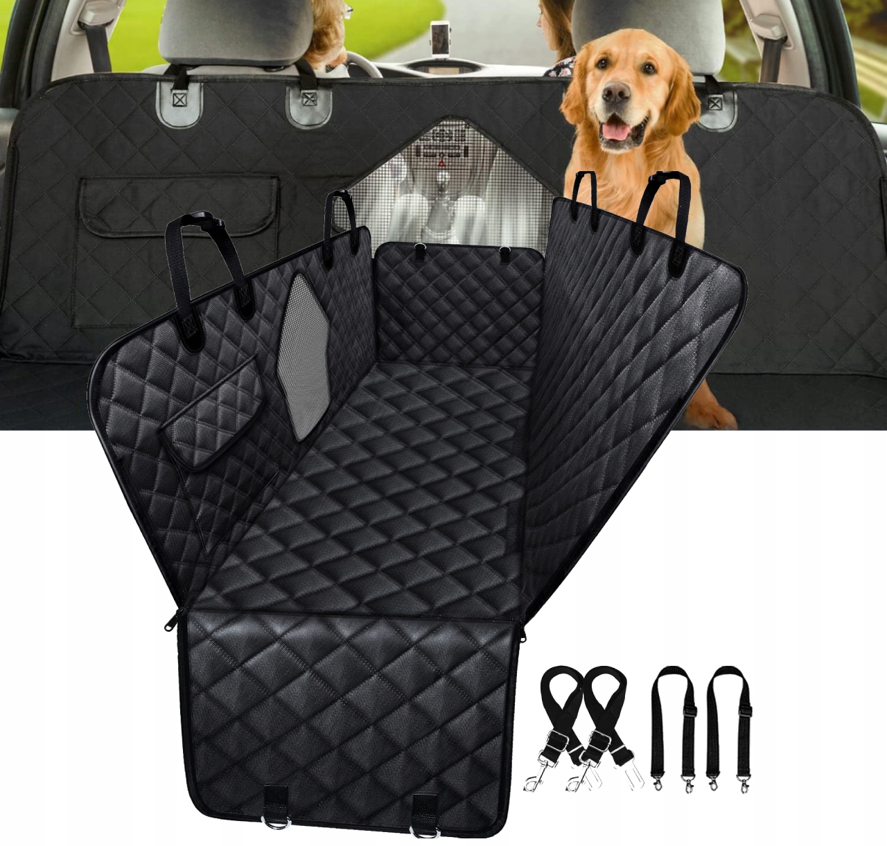 Podložka Pro Psa Do Auta Potah Na Sedadlo Univerzální Automobilová 4V1