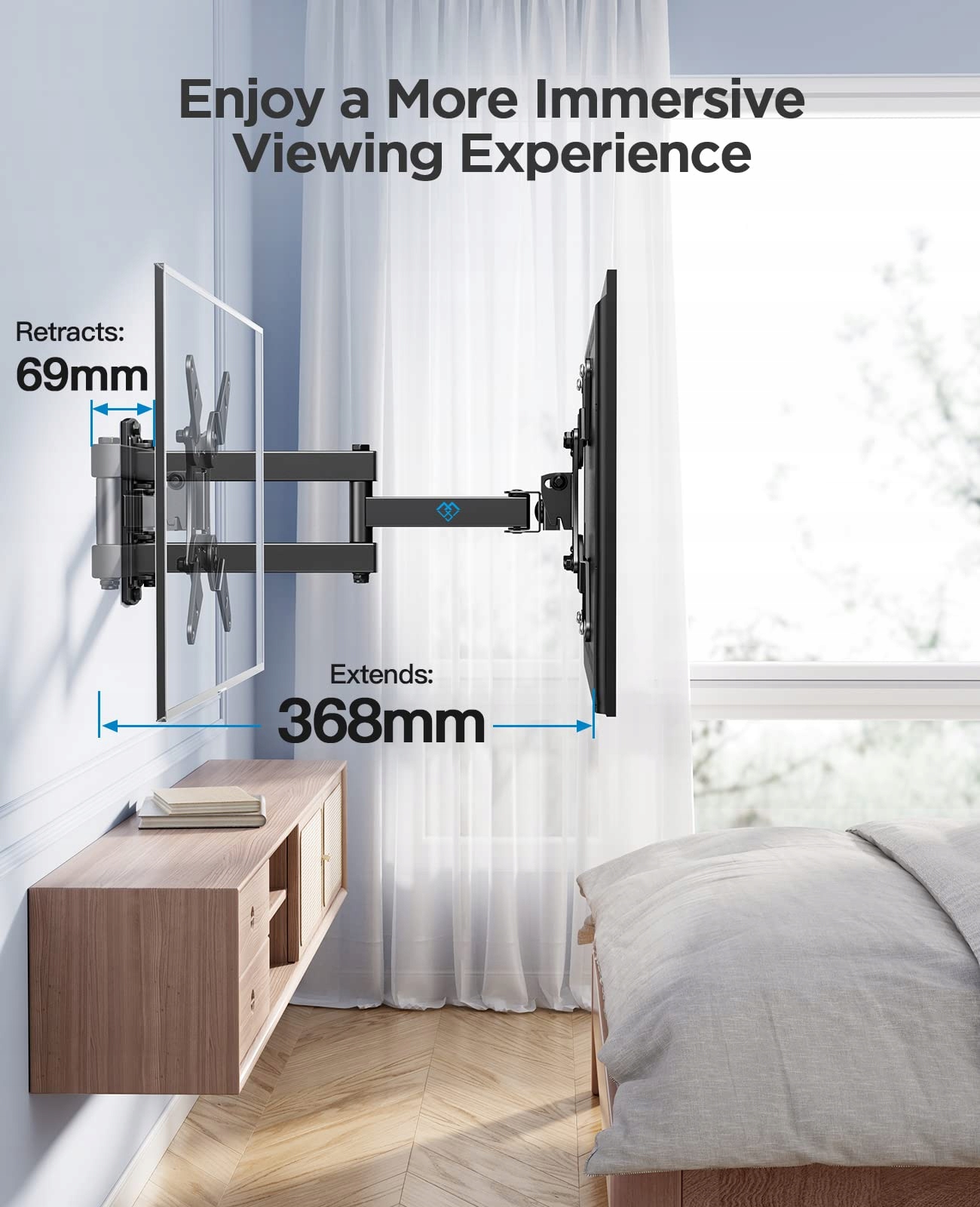 PERLESMITH Uchwyt TV Ścienny Regulowany Do Telewizorów 13-42 Cal 20kg — miniatura 5