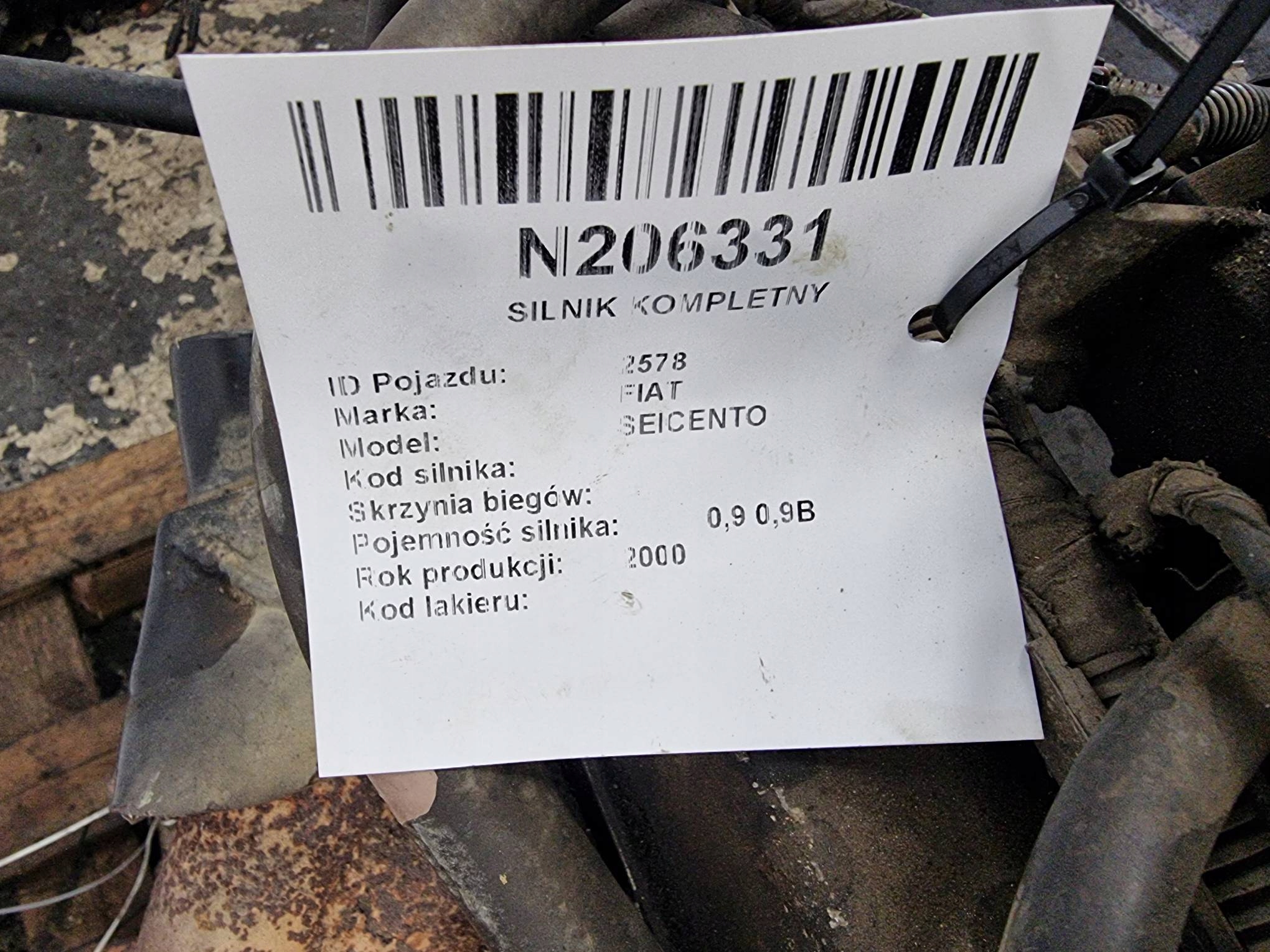 engine complete 7731750 0.9 39 KM FIAT SEICENTO
