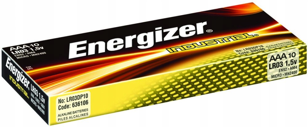 10x MOCNA BATERIA ENERGIZER INDUSTRIAL LR03 R3 AAA Kod producenta EN92