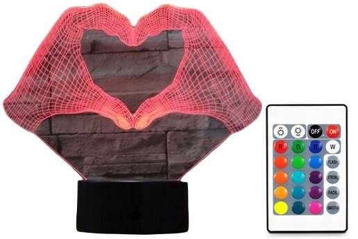 

Lampa 3D Led Usb I Love You Recę Serce Pilot