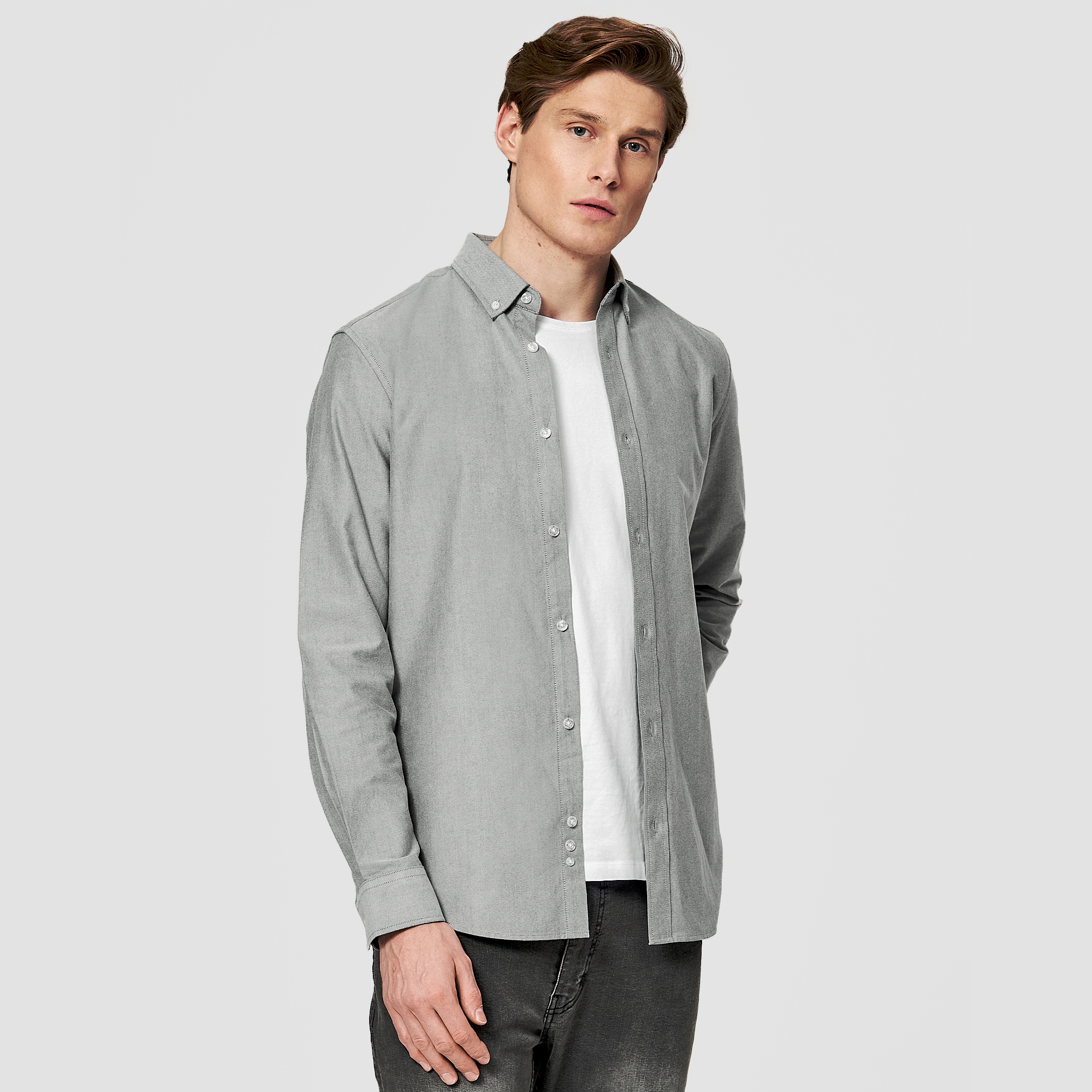 Šedá pánská klasická košile Slim Fit Pako Lorente vel 3XL