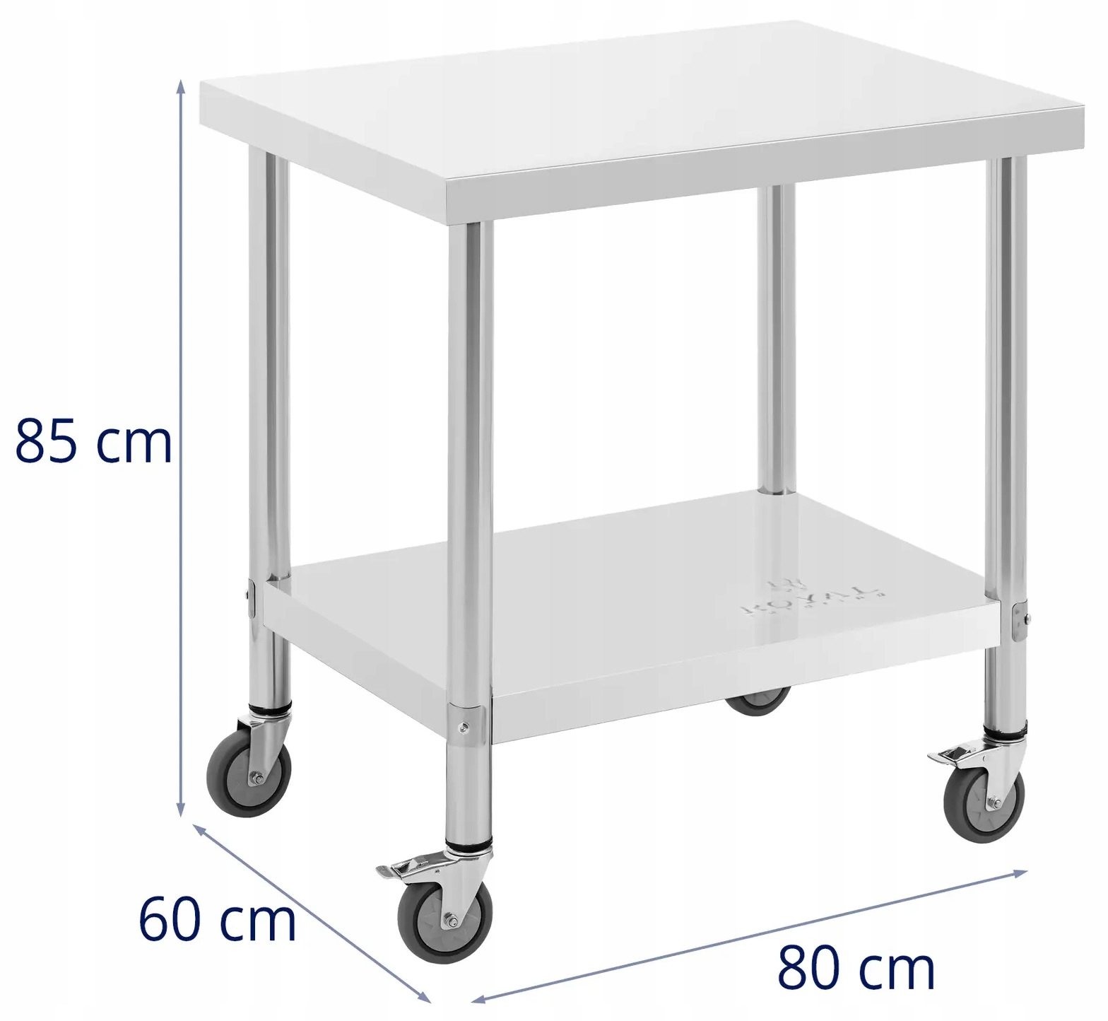 Stół ze stali nierdzewnej kółka 80x60 Royal Catering RCAT-80/60-W 10012807