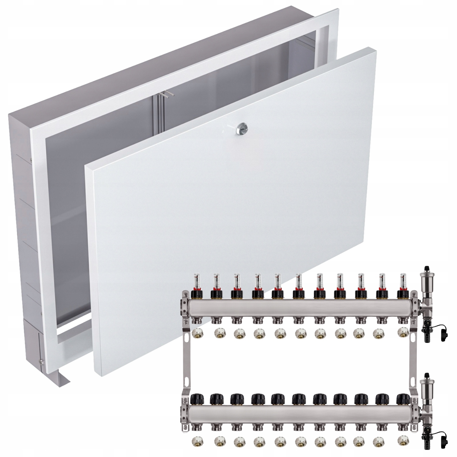 Nerezový Rozdělovač Podlahové Krytiny 11+ Podomítkový Box Bílý+pex