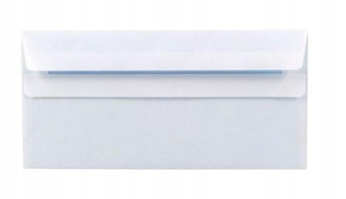 Koperty samoklejące, rozmiar DL, 110x220mm, 50 sztuk, białe