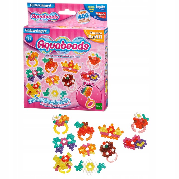 

Aquabeads Kolorowe Błyszczące Pierścionki Koraliki