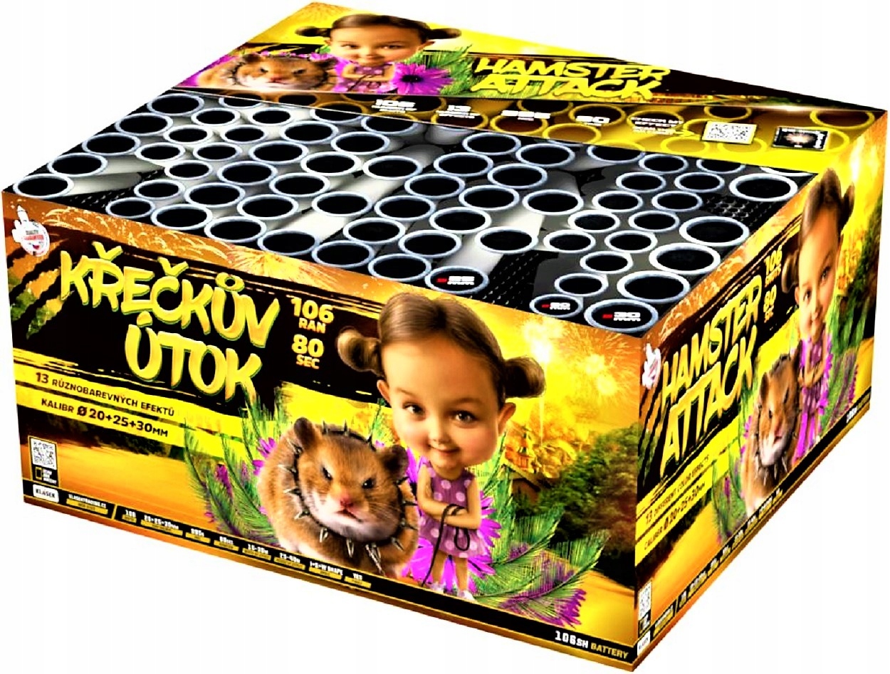 

Duży Gotowy Pokaz Fajerwerków Hamster 106 Strzałów