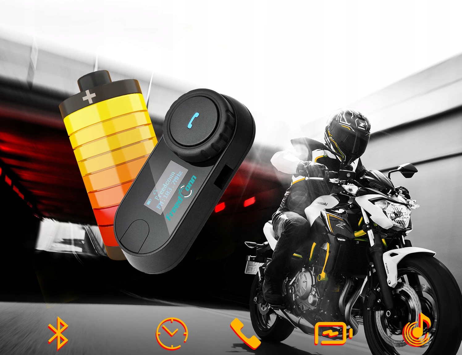 2x INTERKOM MOTOCYKL FREEDCONN T COM SC V3 PRO LCD Maksymalny zasieg 800 m