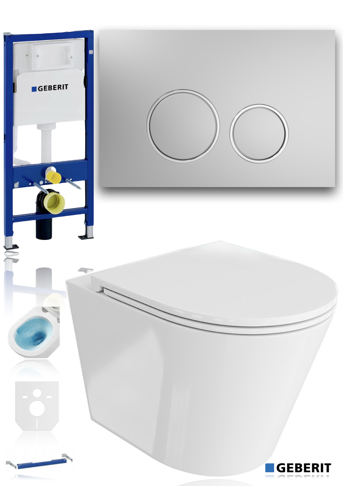 Geberit stelaż 111.170.00.2 zestaw Wc miska wirowa Chrom Matowy Srebrny Mat