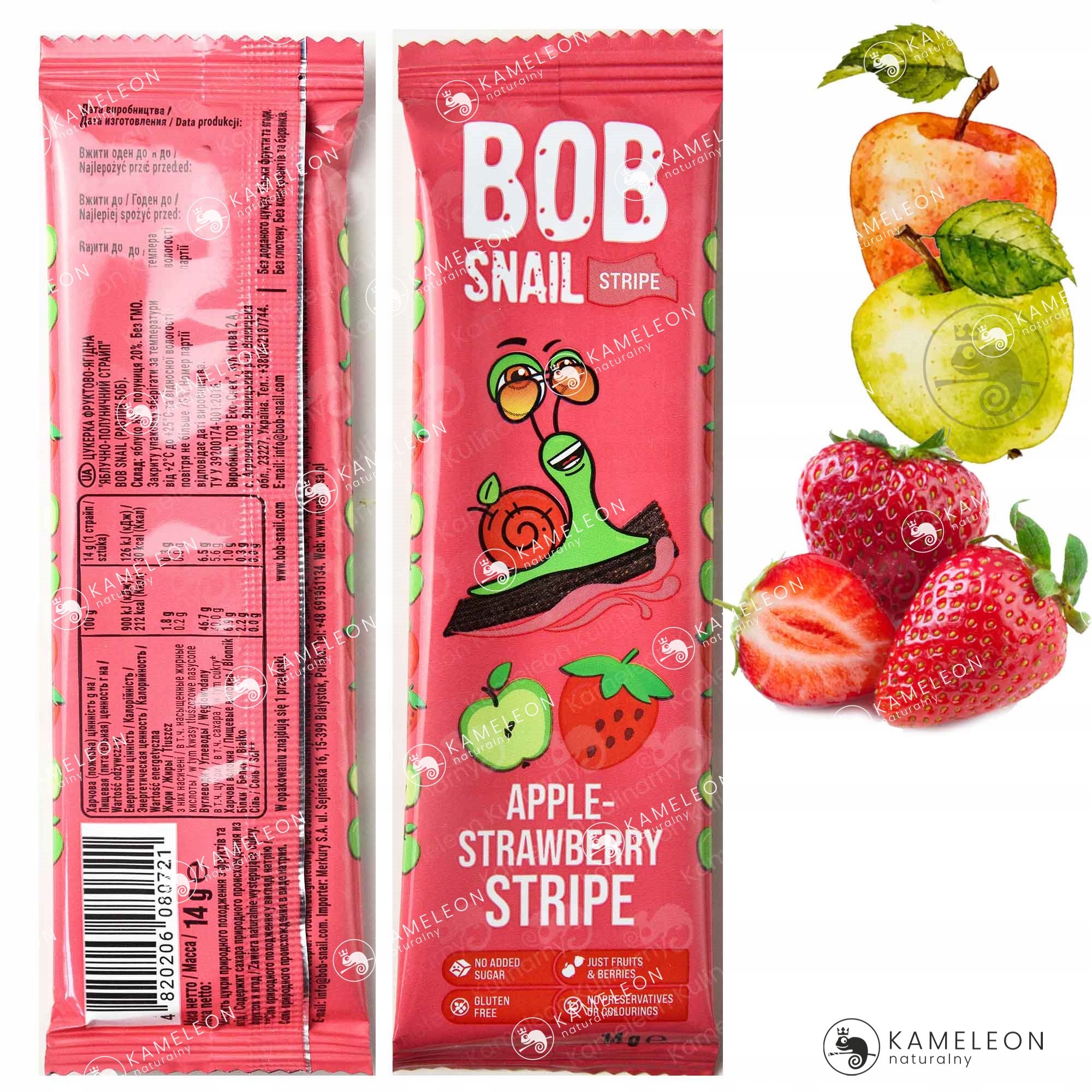 ŚLIMAK BOB SNAIL PRZEKĄSKA MIX SMAKÓW 14G x8szt Nazwa handlowa ŚLIMAK BOB SNAIL PRZEKĄSKA OWOCOWA 100% OWOCE 14g bez cukru bez konserwantów  GRUSZKA ANANAS