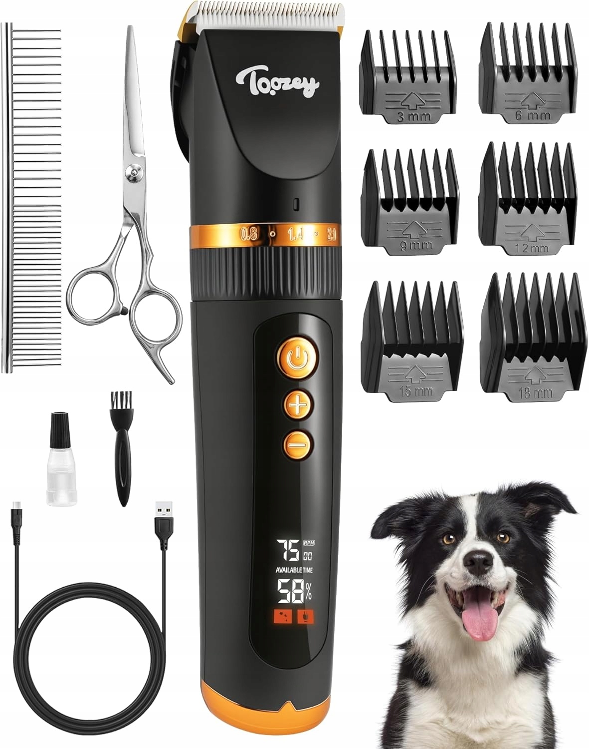 Levně Strojek Na Stříhání Psů Bezdrátový Sada Nůžky Hřeben