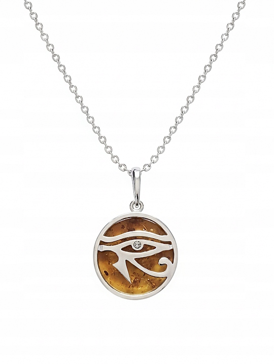 Horusovo Oko, Stříbrný Přívěsek S Jantarem A Zirkonem