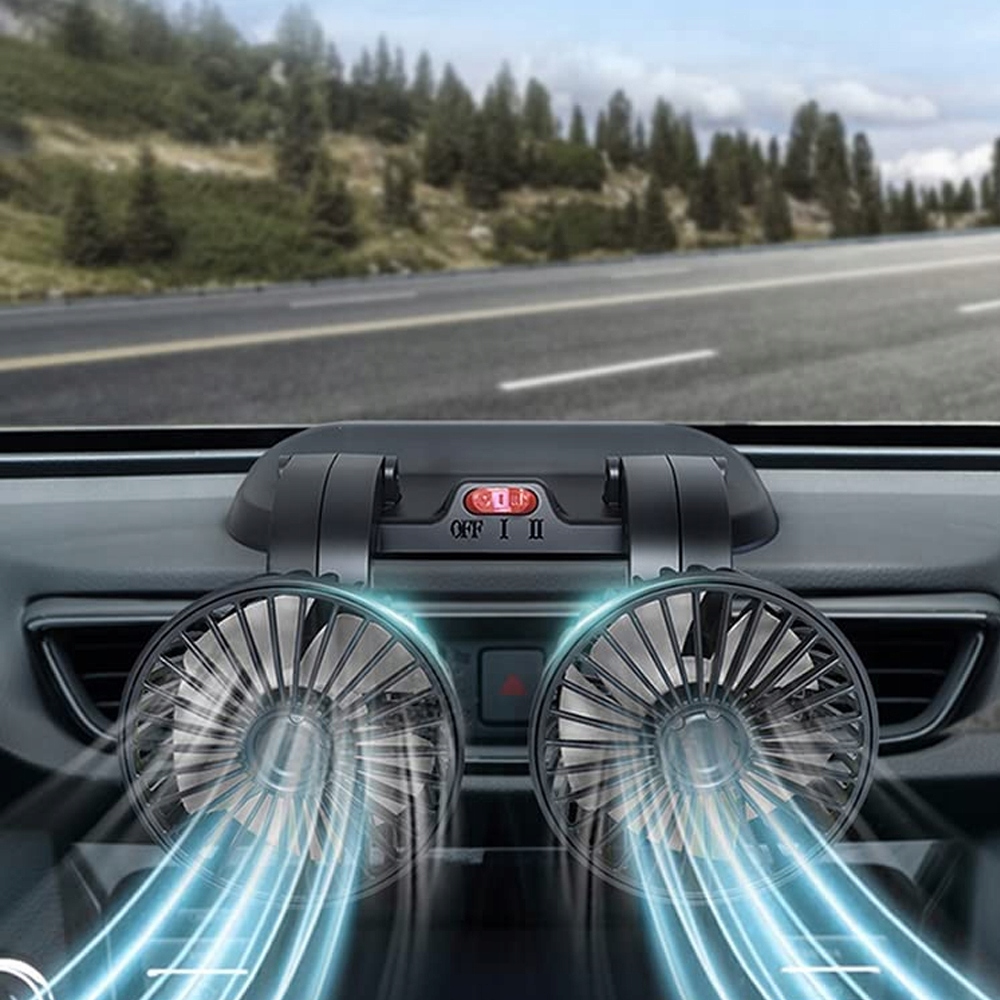 WENTYLATOR SAMOCHODOWY USB Z PODWÓJNĄ GŁOWICĄ 12V Marka inna