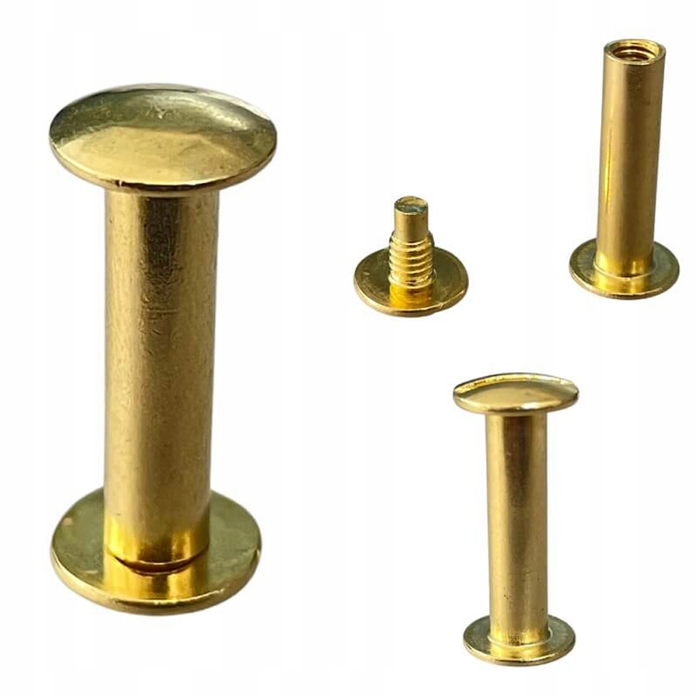 Šroubovací nýty 20 mm Introligatorský šroub Zlaté Kaletní Sada 250 ks