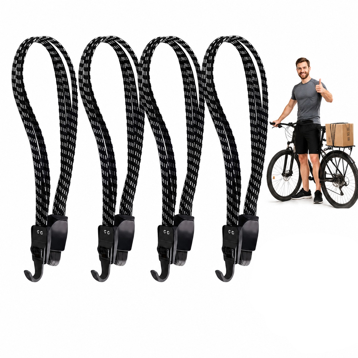 4x Gumowe Paski Rozszerzające Bagażnik Rowerowy 65 cm