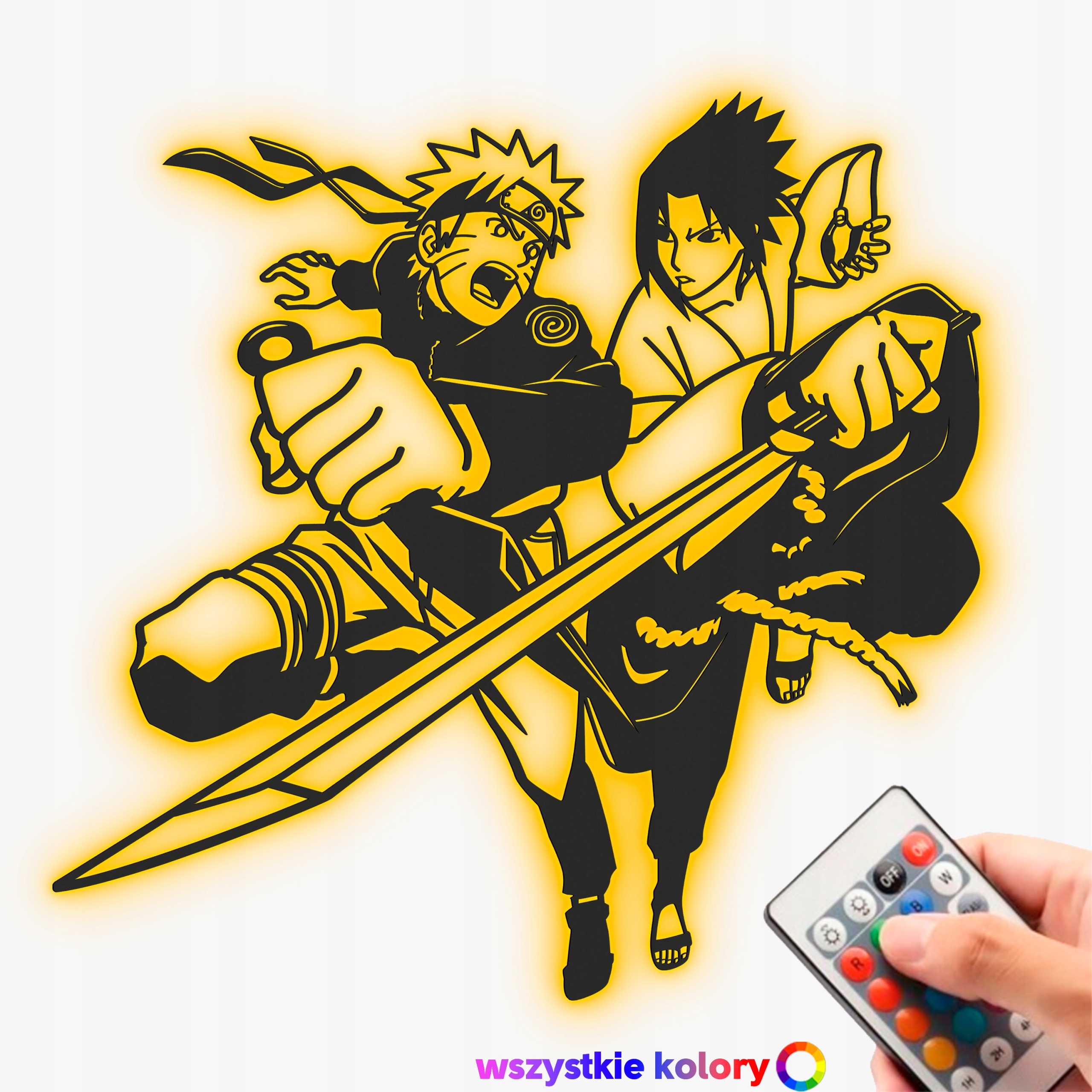 Drevený obraz Anime Naruto vs Sasuke Nástenná Dekorácia Nočná Lampa Led
