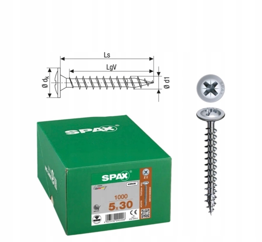Univerzálna skrutka Wirox spax 5 x 30 Wirox podložka 1000 ks
