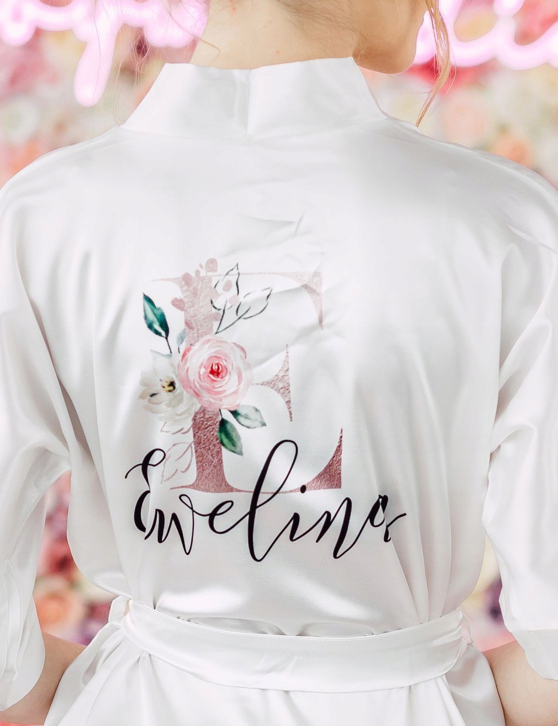 Szlafrok personalizowany imię satynowy elegancki Marka Shebywedding