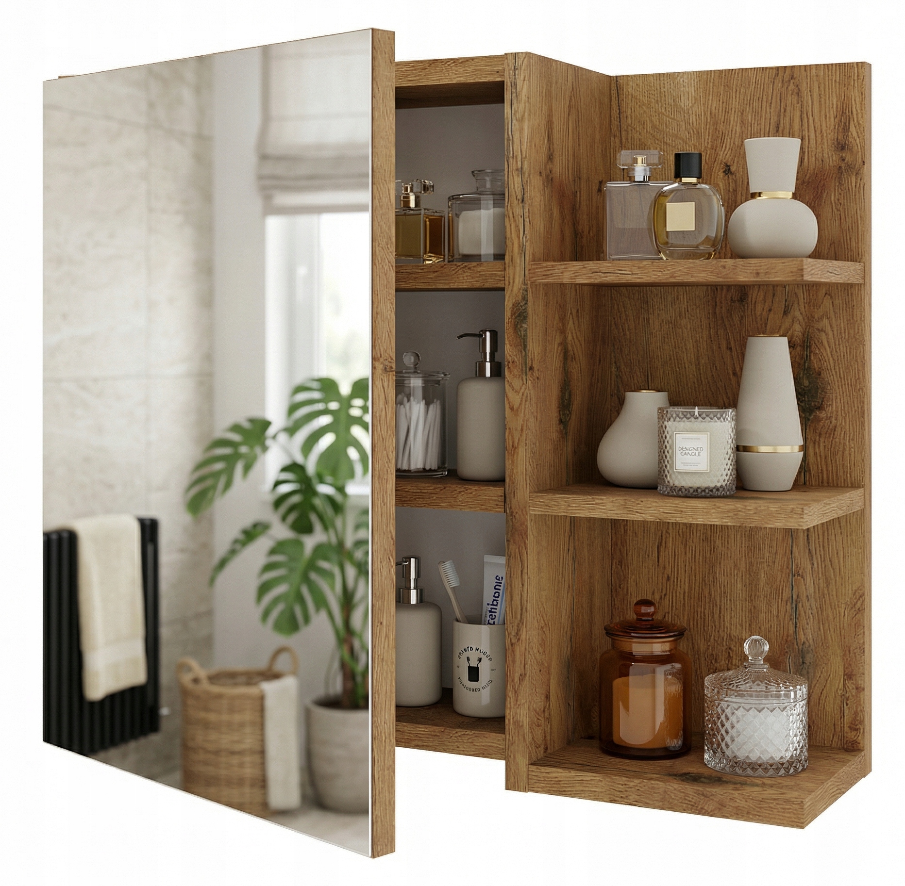 Koupelnová skříňka koupelnový regál police zrcadlo závěsná Lancelot závěsná