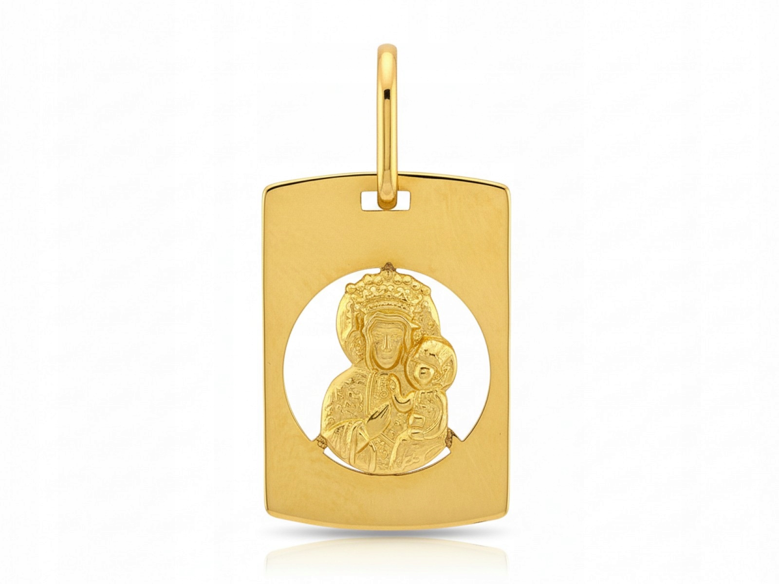 Zlatý přívěsek 585, obdélníkový medailon Panna Maria Čenstochovská 0.77 g