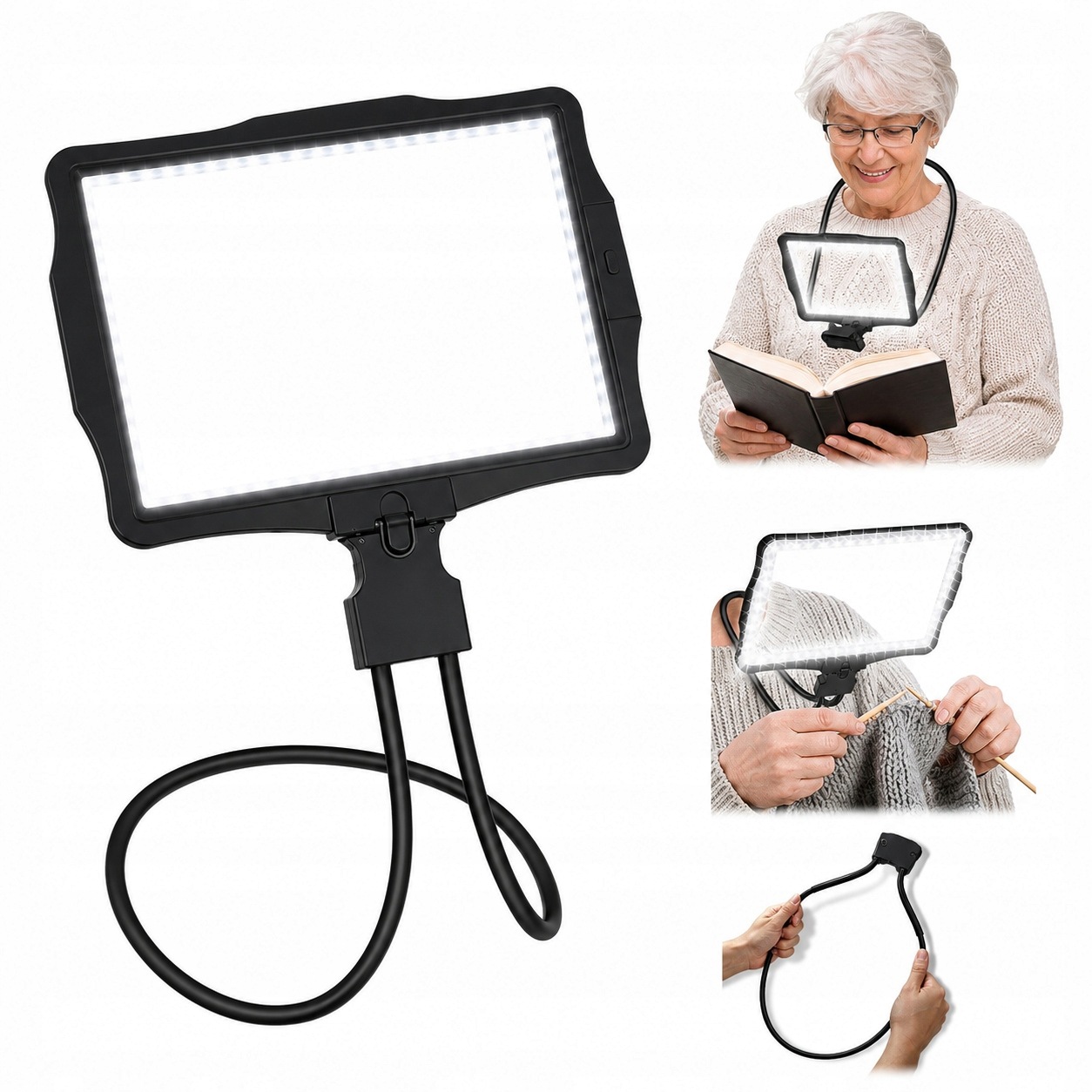 Krční Lupa S 50 Led Pro Čtení 10X Velká Čočka 27X20 CM 3V1 Černá