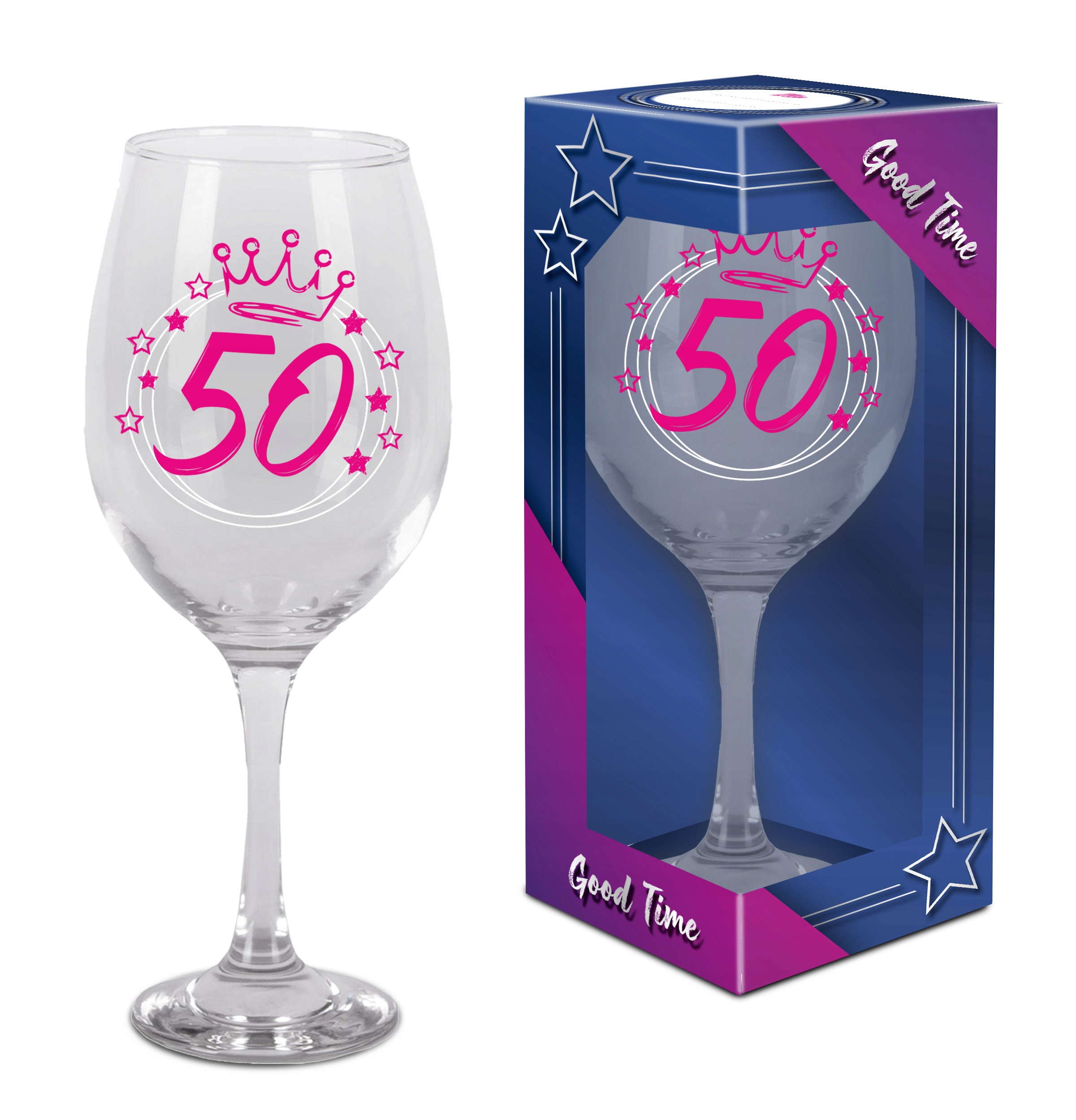 2x sklenice na víno dárek k 50. narozeninám, dárek 580 ml Good Time