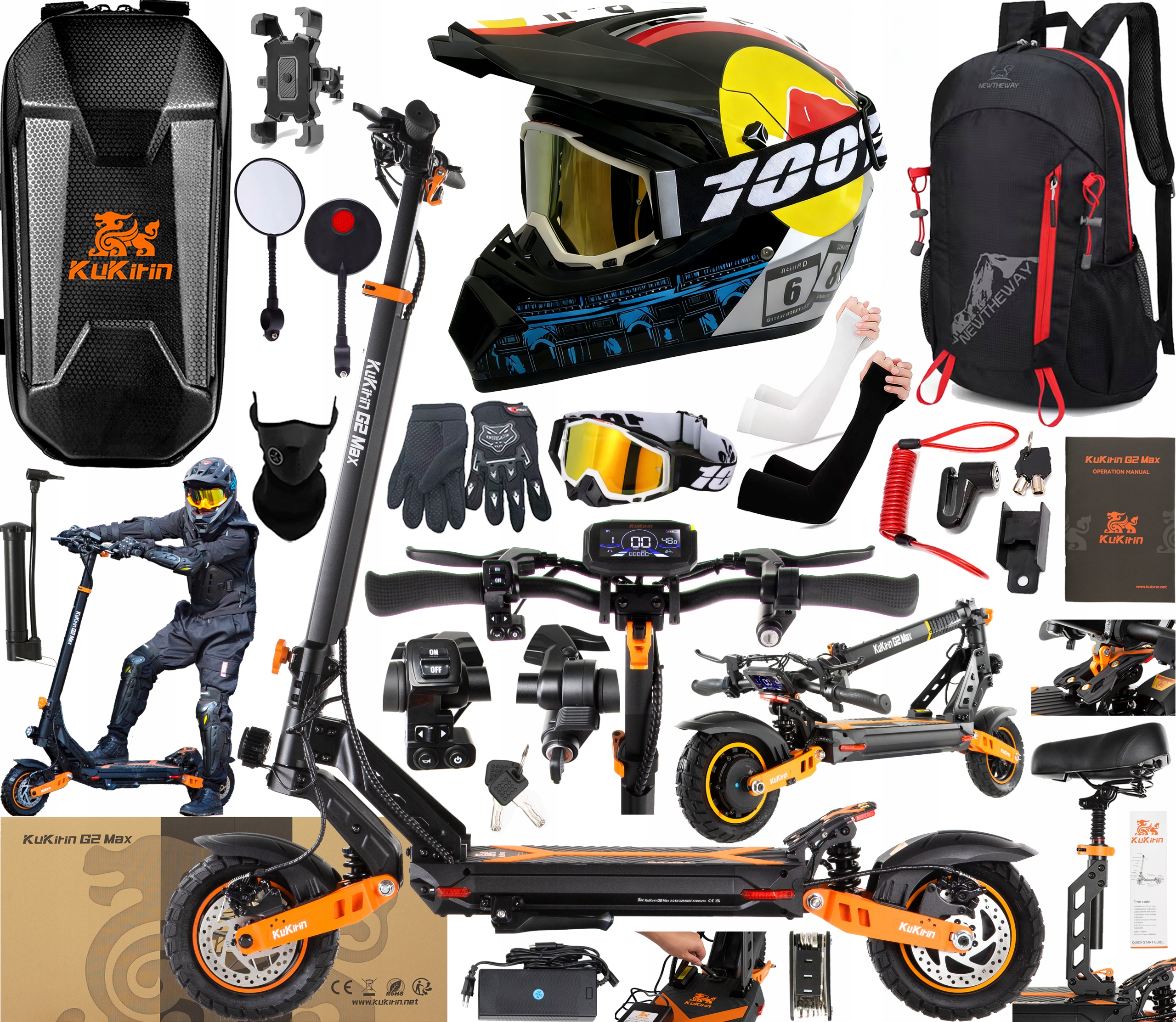 KuKirin G2 Max Pojazdy elektryczne 1000W 48V 20.8AH 55KM/H 70KM +10