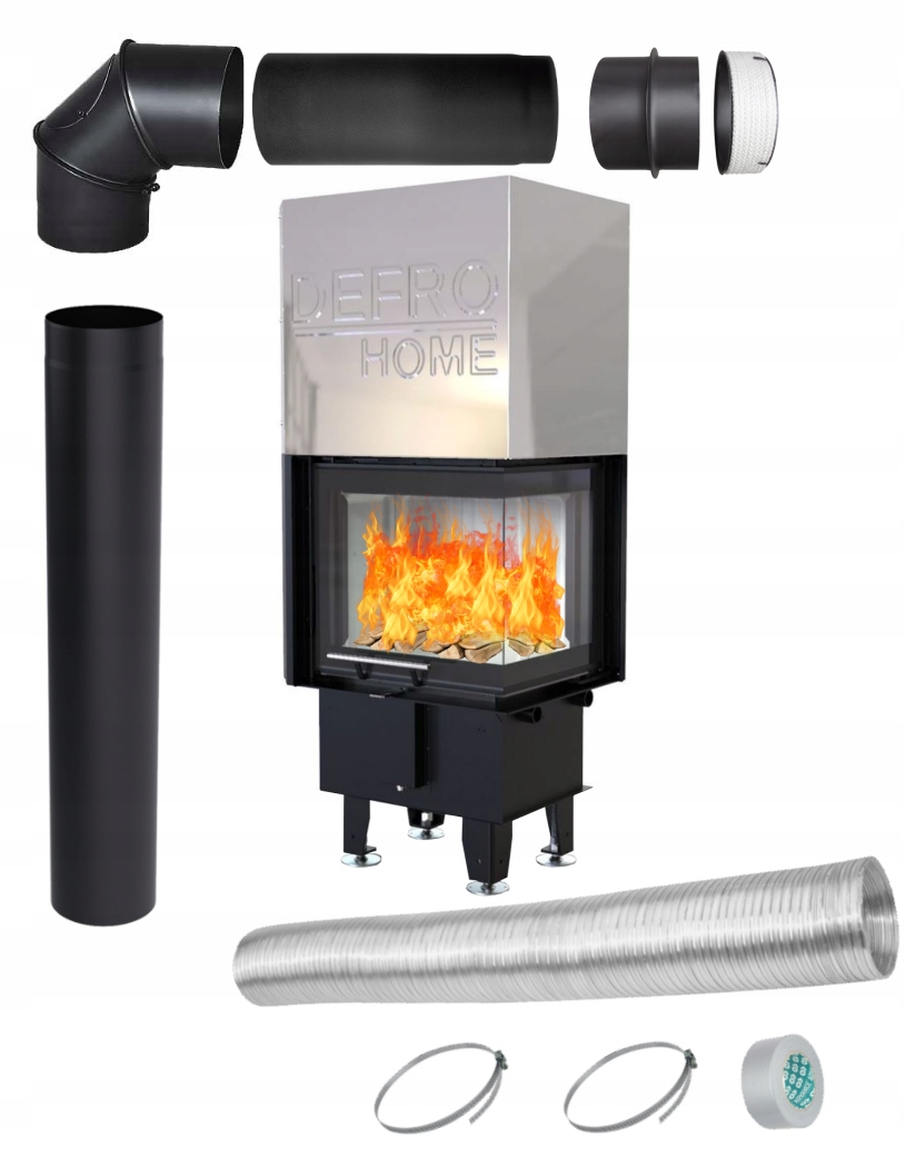 Wkład kominek Defro Intra Xsm Bp G Mini 8,3 Kw Gilotyna Zestaw Montażowy