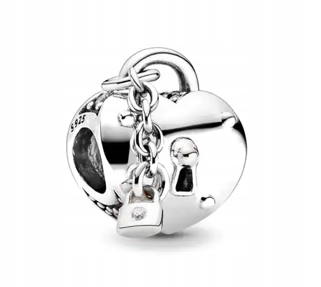 Stříbrný přívěsek Ag 925 rhodiované srdce s visacím zámkem