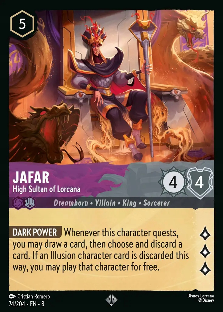 Disney Lorcana 8JAF #074 Jafar High Sultan of Lorcana Foil