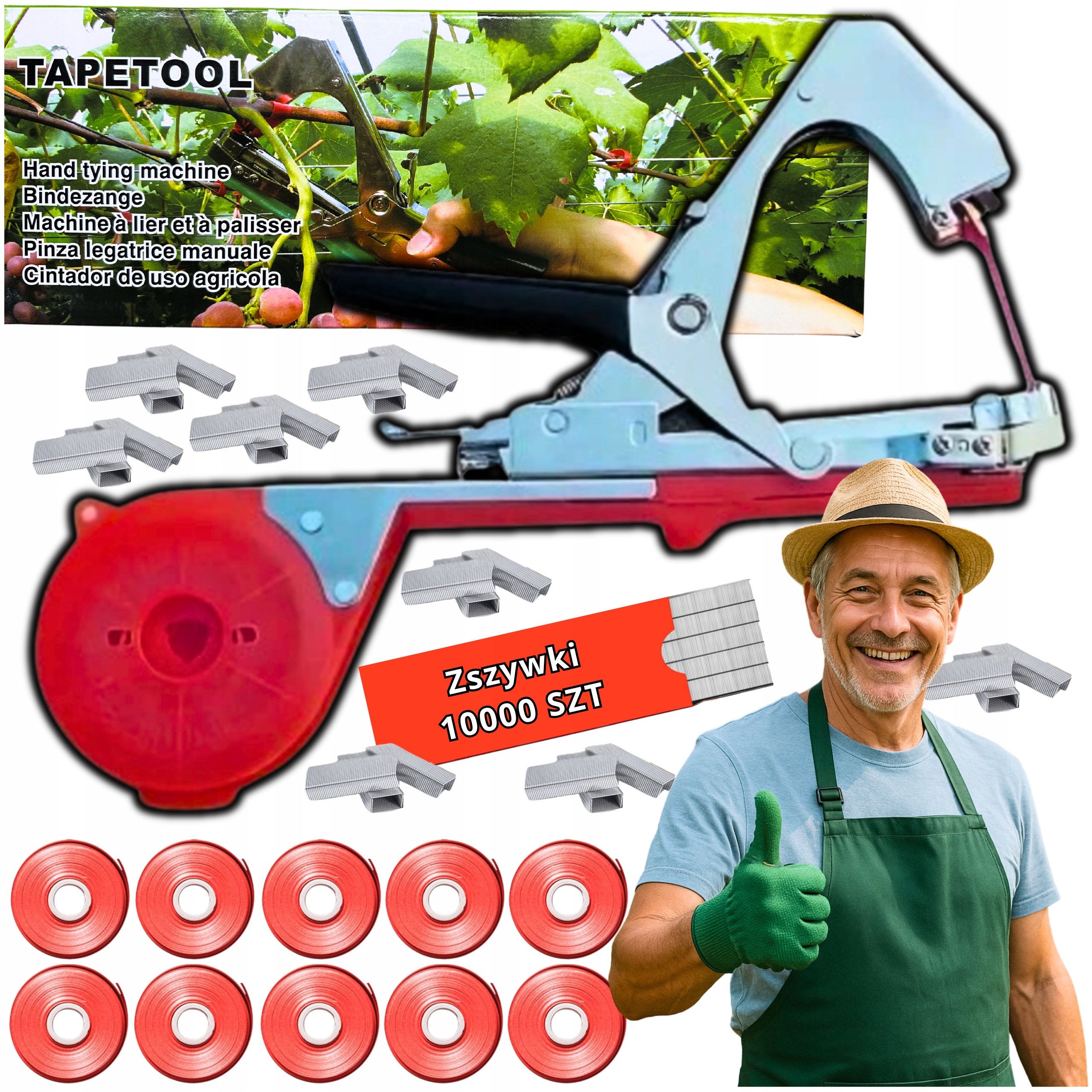 Tapener Zszywacz Ogrodniczy Szkółkarski Do Wiązania Roślin 10 Taśma Zszywki