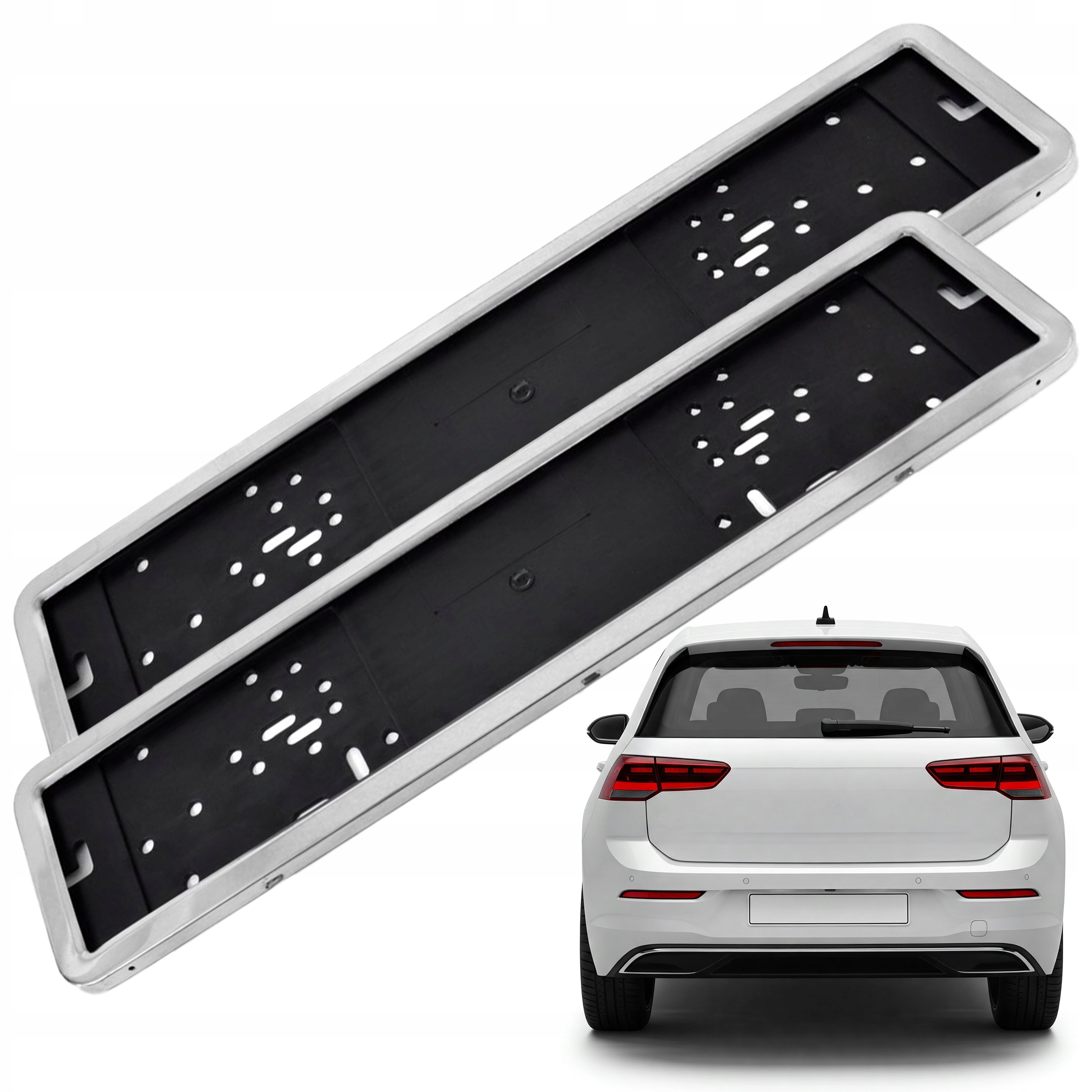 Zestaw ramek tablicy rejestracyjnej ze stali nierdzewnej *chrom* 2szt.