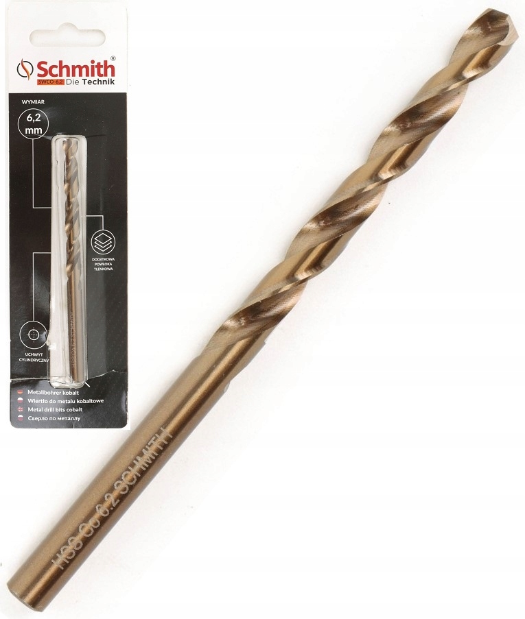 

Wiertło Do Metalu Kobaltowe 6,2mm HSS-Co Schmit