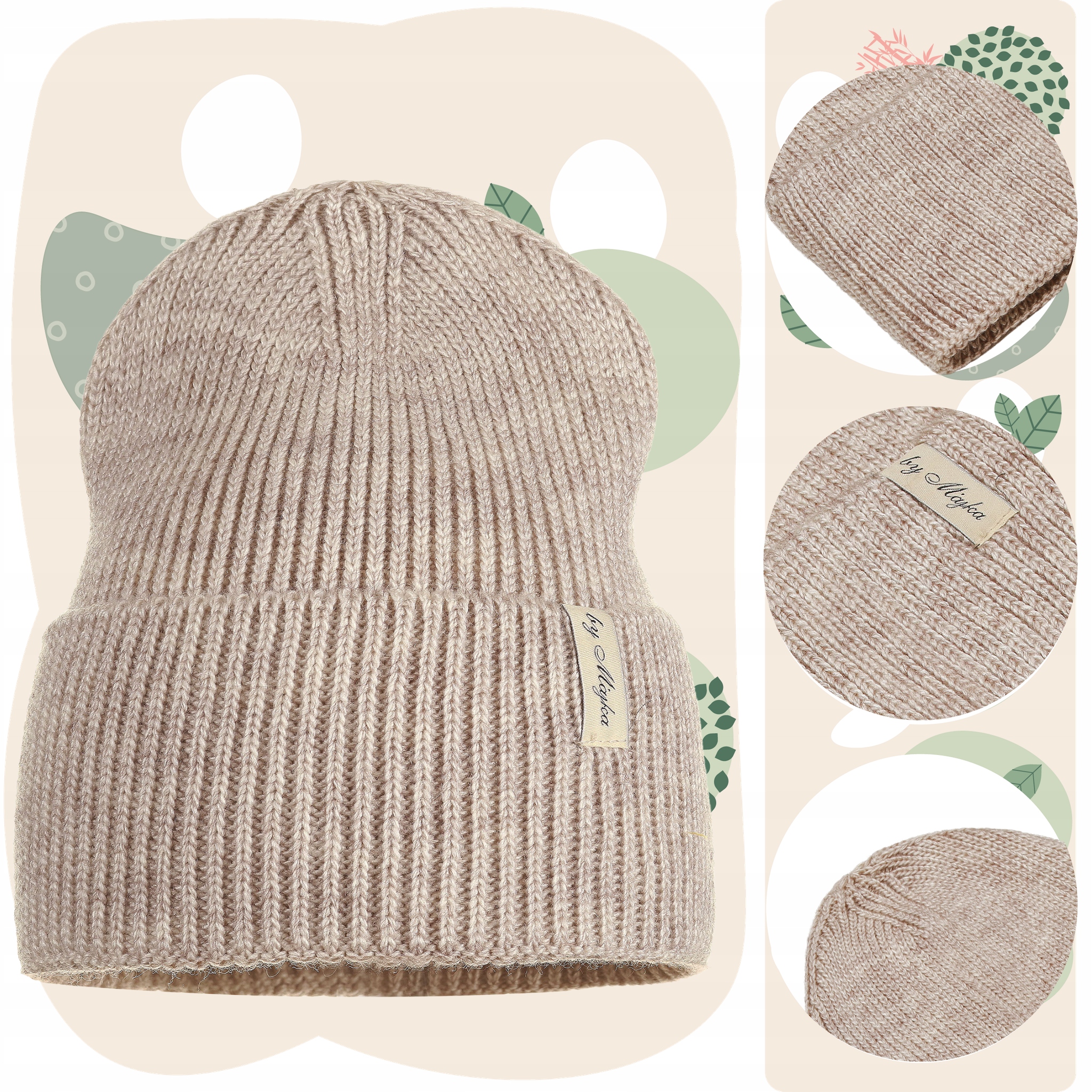 CZAPKA DAMSKA KOBIECA BEANIE JESIENNA ZIMOWA MAJKA BEŻ BEŻOWA Model AV014