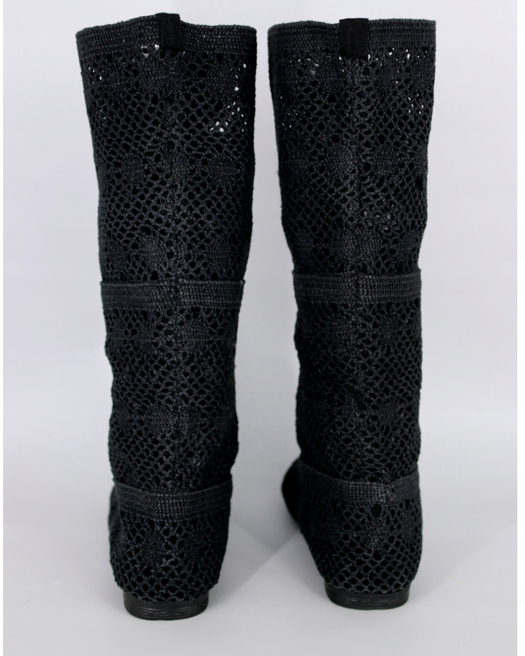 KOZAKI Z KORONKI BUTY KORONKOWE AŻUROWE CZARNE LETNIE PRZEWIEWNE KOZACZKI Zapięcie wsuwane