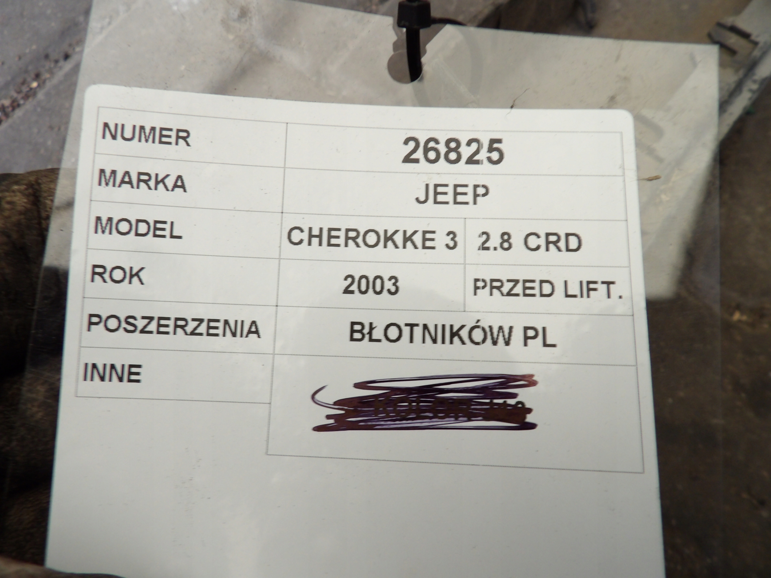 Jeep Cherokee III modanatura parafango anteriore sinistra