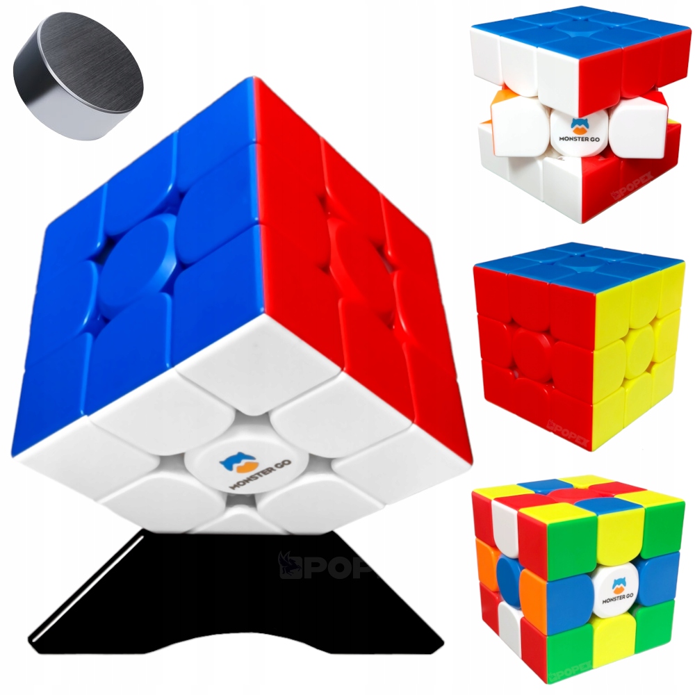 PROFESJONALNA KOSTKA 3x3 MAGNETYCZNA GAN MONSTER GO + PODSTAWKA + ALGORYTMY