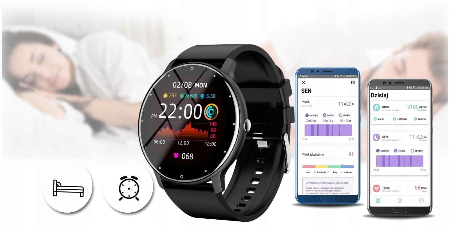 SMARTWATCH MĘSKI RUBICON MENU PL CIŚNIENIE SMS BOX Obsługa ładowania bezprzewodowego nie