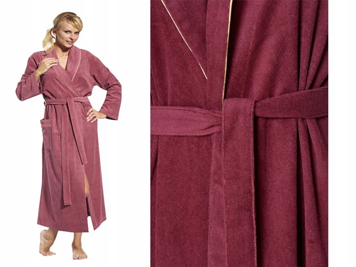

Szlafrok dla puszystej Bawełna wiązany 8XL Bordo