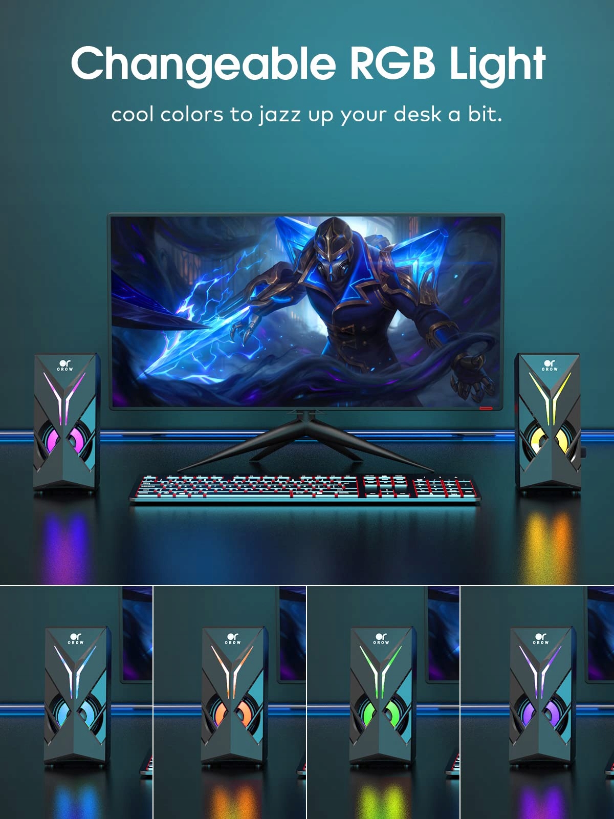 OROW Głośniki Gamingowe RGB 10W USB 35mm LED Do Komputera i PC — miniatura 3