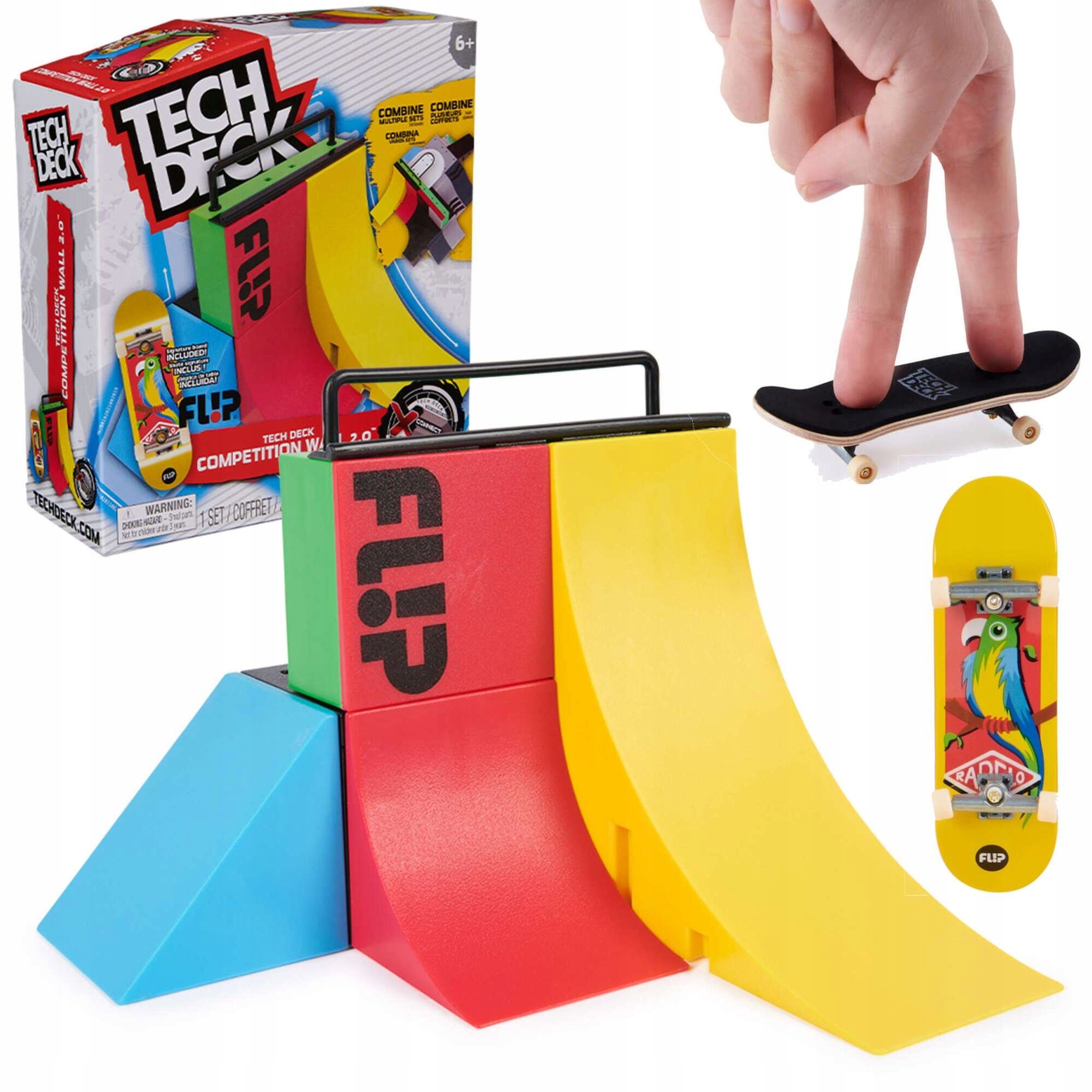 Tech Deck Zestaw Fingerboard Rampa Competition Wall 2.0 Deskorolka+naklejki