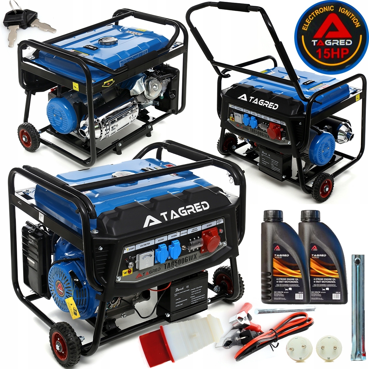 Agregat prądotwórczy trojfazowy 6500W 230V 400V z rozrusznikiem Avr olej