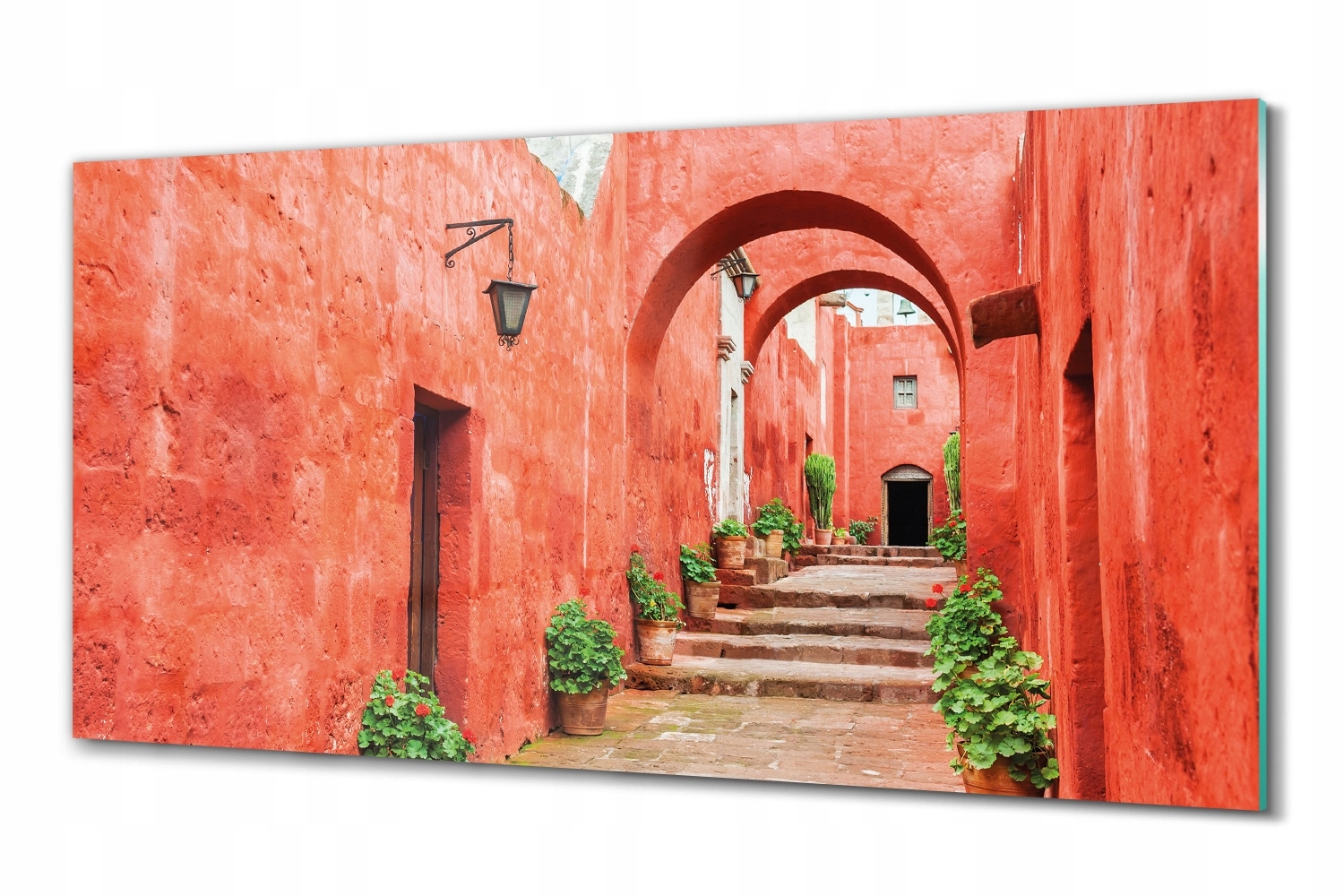 Sklenená fotografia na stenu Peru kláštor schody 100x50