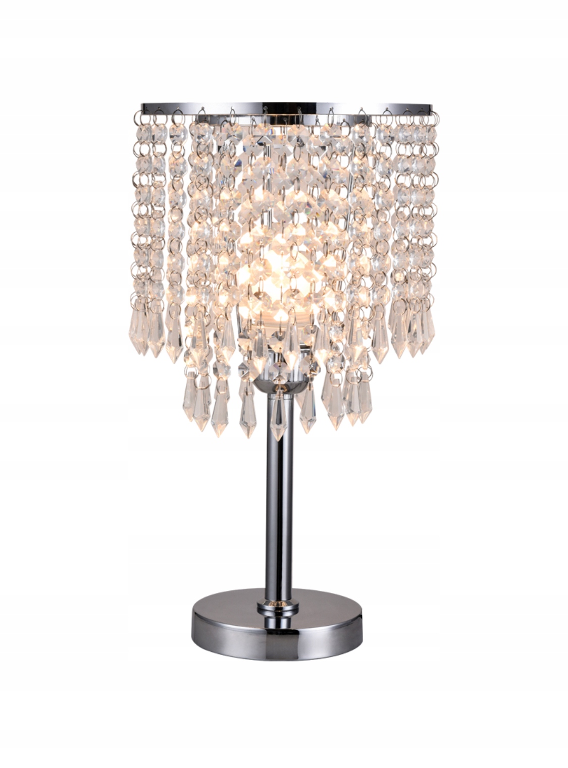 

Lampa Biurkowa Stołowa Nocna Chrom Kryształki 3308