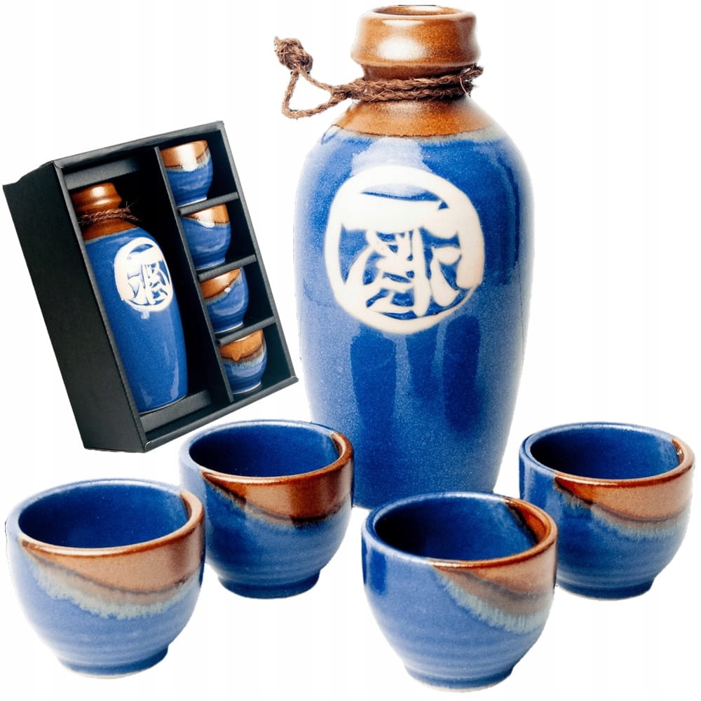 Modro-hnědá sada pro podávání sýrů Sake 500 ml Edo Japan
