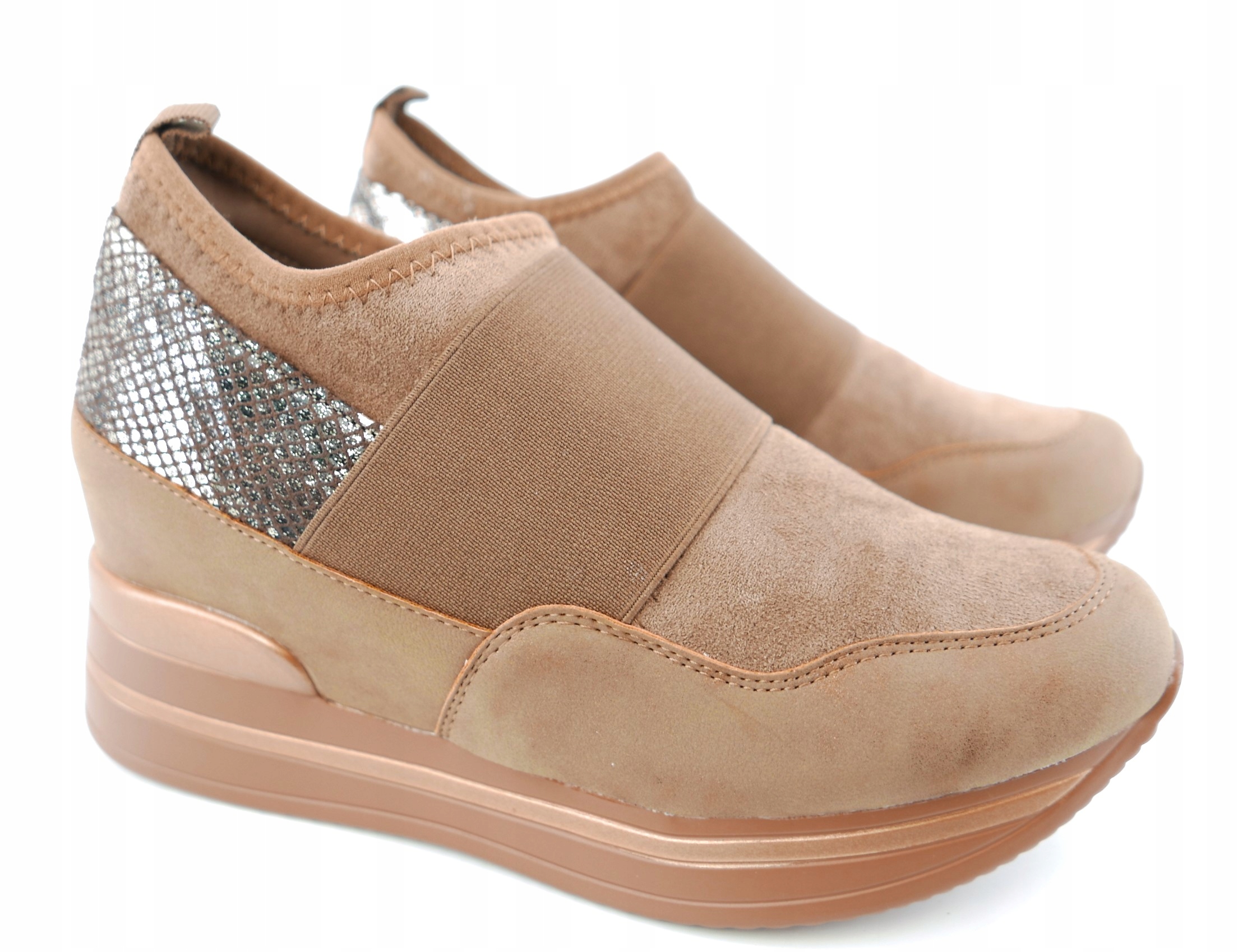 SNEAKERSY LEKKIE BOTKI KHAKI BRĄZ KOTURN R41