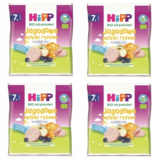 4x 30g HIPP Jagodowe wafelki ryżowe BIO