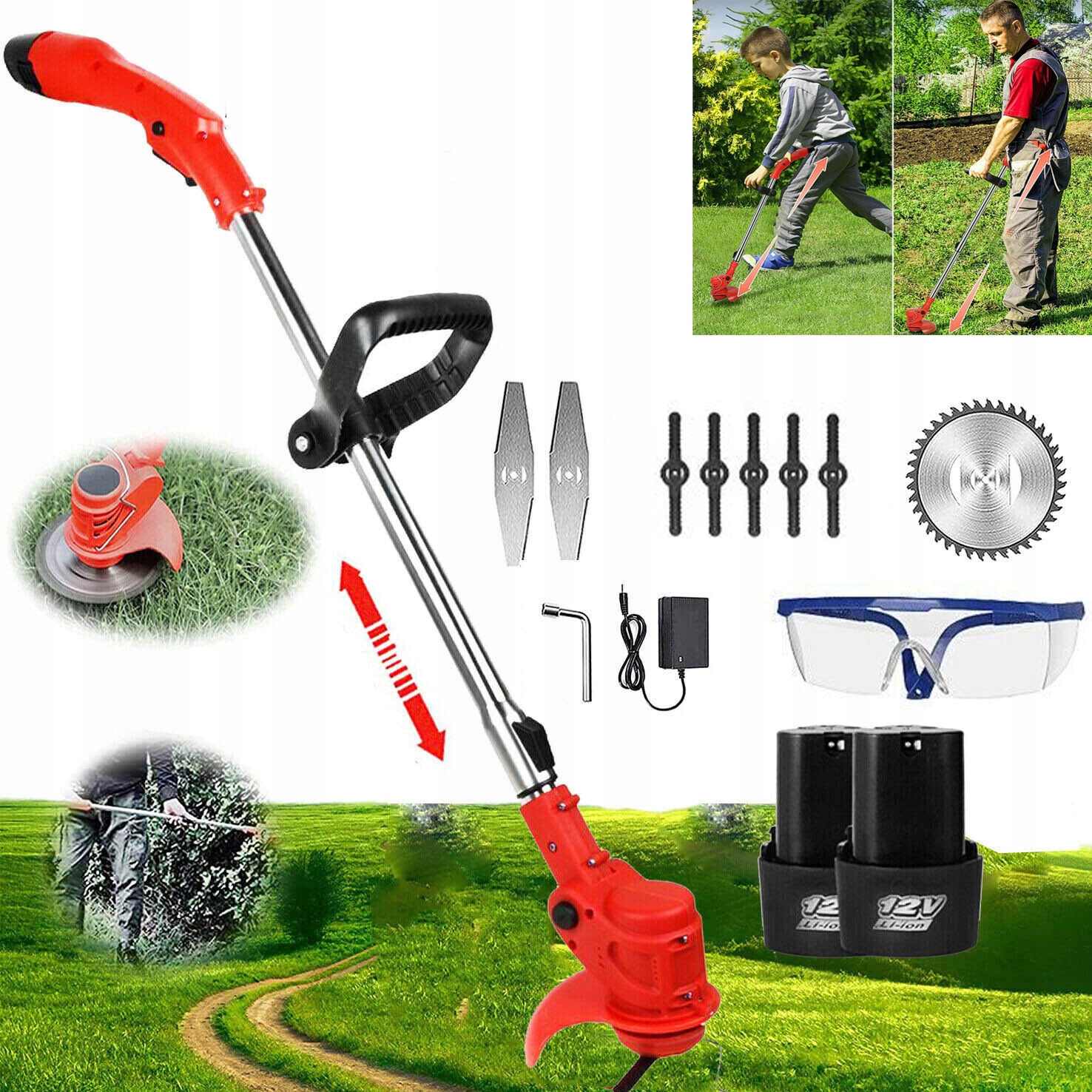 CORDLESS WEED EATER,3-IN-1 LIGHTWEIGHT PUSH GRASS STRING TRIMMER EDGER