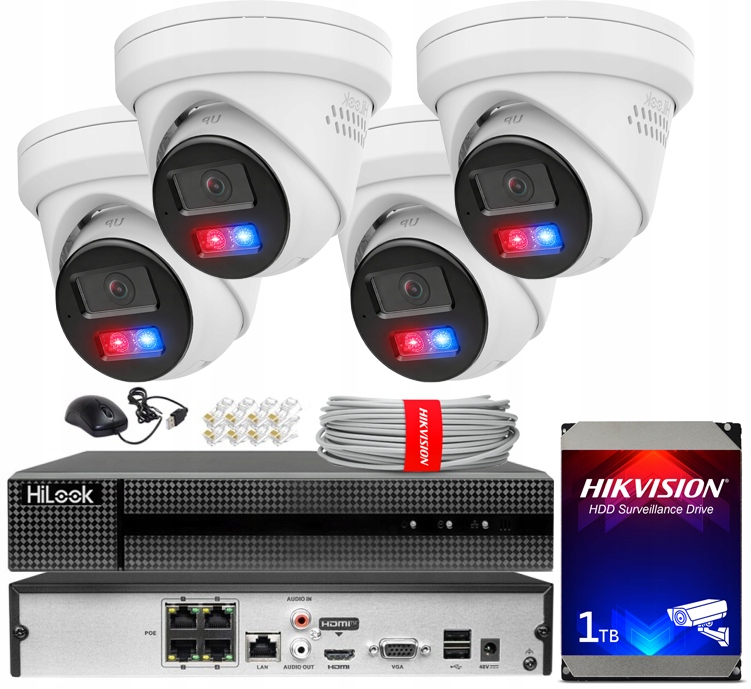 Sada monitorování Ip 4 kamery Ip 6MPx Live Guard HiLook by Hikvision PoE